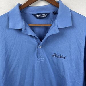 POLO GOLF Ralph Lauren shirt men’s XL Blue polo Collar Sea Island Logo Pony